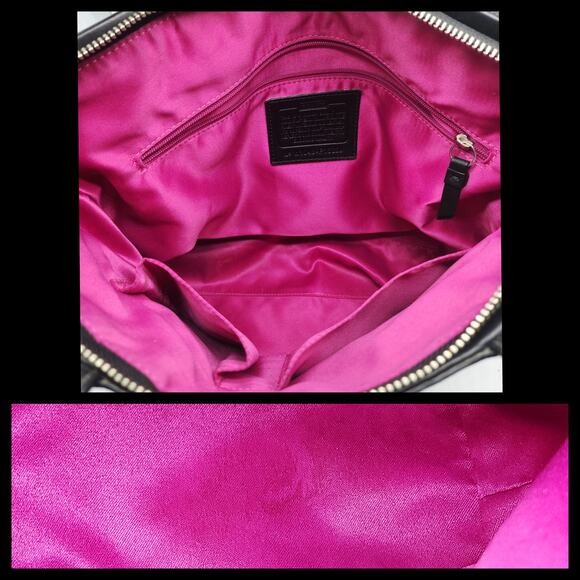 Coach Purse Wallet Set Hot Pink Purple Plaid Tartan Hobo Shoulder Sparkly 2010 - Picture 6 of 15